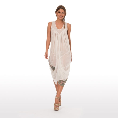 Elegant summer dress sleevless in pure cotton in