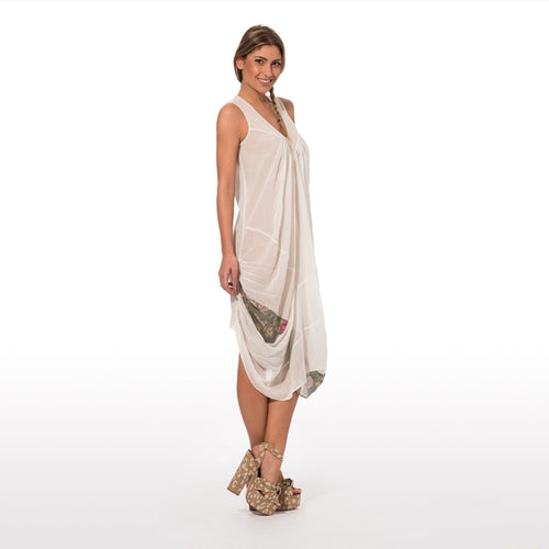 Elegant summer dress sleevless in pure cotton in