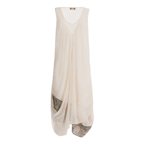 Elegant summer dress sleevless in pure cotton in