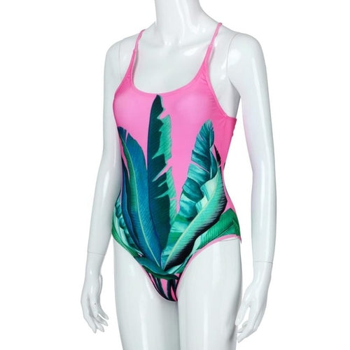 Fabulous Women Leaf Print Swimsuit Beachwear
