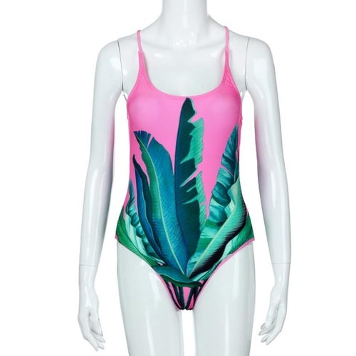 Fabulous Women Leaf Print Swimsuit Beachwear