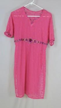 Pink Burnout Polka Dot Heart print India embellished sequin tunic sheer
