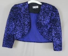 Purple Dorothy Perkins Cropped Jakcet Bolero Leopard Print Velvet Flocked Long Sleeve, Burton Group, Lined