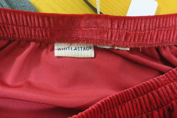 White Stag Velvet Long Skirt Red Elastic Waist-Medium