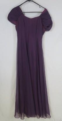 Vintage Purple Long Gown Jordan 80's Scoop back Bow detail Cap Sleeve 5/6