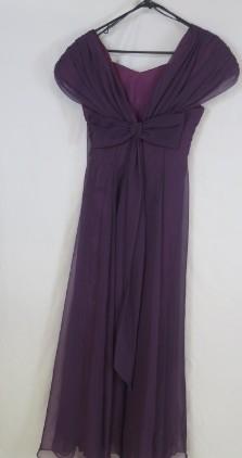 Vintage Purple Long Gown Jordan 80's Scoop back Bow detail Cap Sleeve 5/6