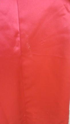 NWT Red Satin Ballgown, spaghetti strap dress, red sparkle gem embellishment detail, some light removable discoloration at bottom-pictured