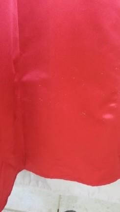 NWT Red Satin Ballgown, spaghetti strap dress, red sparkle gem embellishment detail, some light removable discoloration at bottom-pictured