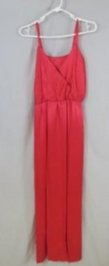 Vintage Red Satin Draped Thin Strap V-neck Dress long gown