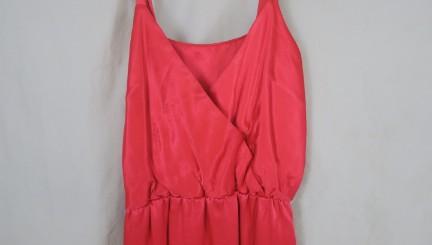 Vintage Red Satin Draped Thin Strap V-neck Dress long gown