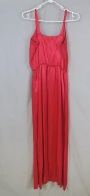 Vintage Red Satin Draped Thin Strap V-neck Dress long gown