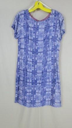 Vestido Purple Square Print Modest Scoop Neck Short Sleeve Shift Dress 8P