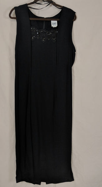 R & M Richards by Karen Kwong size 16 black rhinestone lace embellished neckline sleeveless
