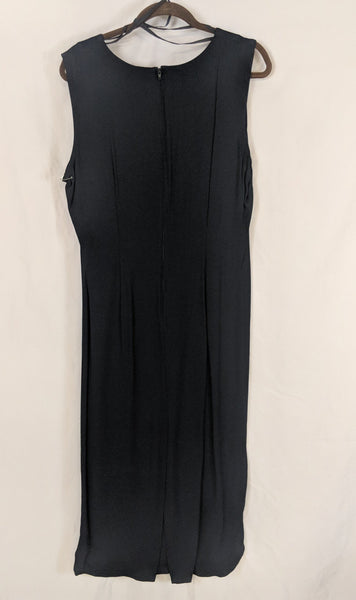 R & M Richards by Karen Kwong size 16 black rhinestone lace embellished neckline sleeveless