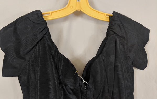 Vinatge  House of Bianchi Taffeta Satin Black Dress scallopped neckline cap flare sleeves 40's/50's