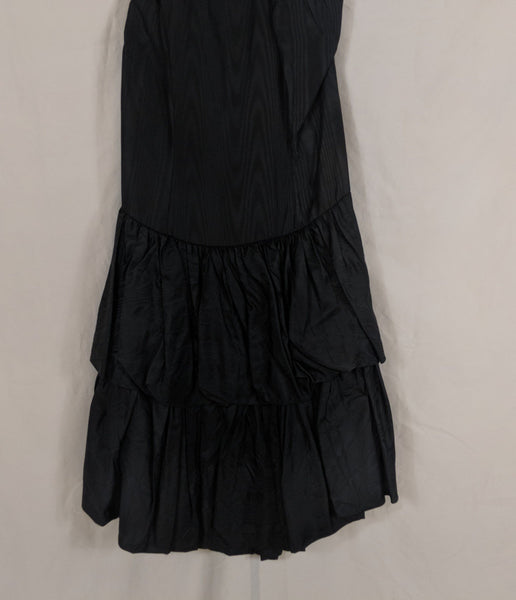 Vinate positively ellyn Puffy Black Halter Dress Satin Taffeta Tiered Ruffles 80's Size 4