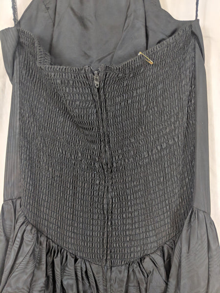 Vinate positively ellyn Puffy Black Halter Dress Satin Taffeta Tiered Ruffles 80's Size 4