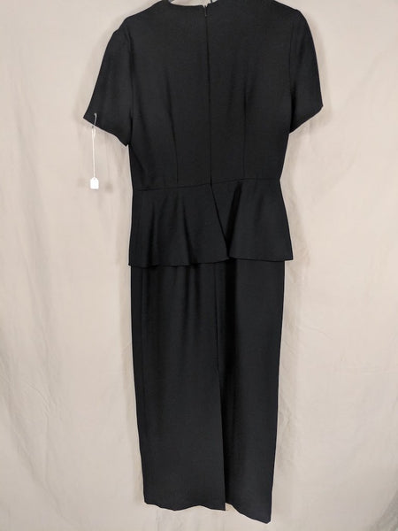 R&M Richards by Karen Kwong size 8 Sequin Black Short sleeve dress modest classic V-neck
