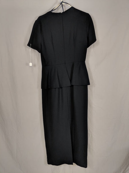 R&M Richards by Karen Kwong size 8 Sequin Black Short sleeve dress modest classic V-neck