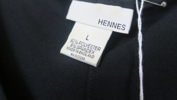 Vintage black Hennes drop waist cocktail dress sleevless, v-neck, ruffled lace hem--Large