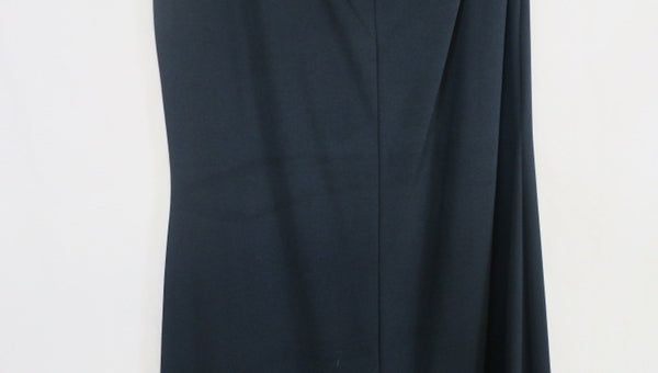 Vintage black Hennes drop waist cocktail dress sleevless, v-neck, ruffled lace hem--Large