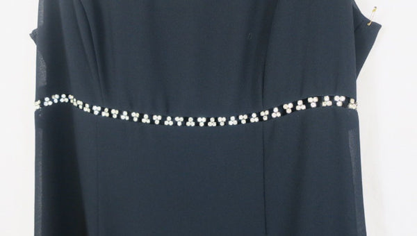 Vintage After Dark 90's long black dress, rhinestone empire waist cutout detail, medium