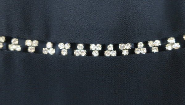Vintage After Dark 90's long black dress, rhinestone empire waist cutout detail, medium