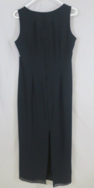 Vintage After Dark 90's long black dress, rhinestone empire waist cutout detail, medium