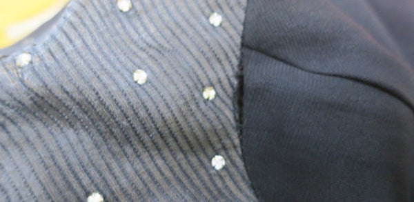 Vintage 50's/60's handmade longsleeve black V Accent dress, rhinestones