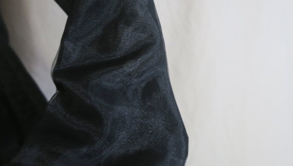 Vintage Black longsleeve 80's cocktail prom dress with layered lace skirt, rosette accent