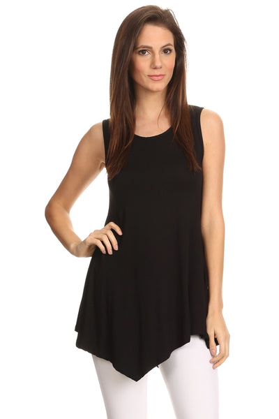 Women's Sleeveless Shirt Handkerchief Hem Tunic