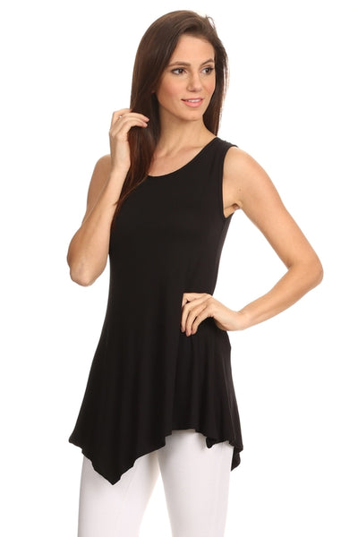 Women's Sleeveless Shirt Handkerchief Hem Tunic