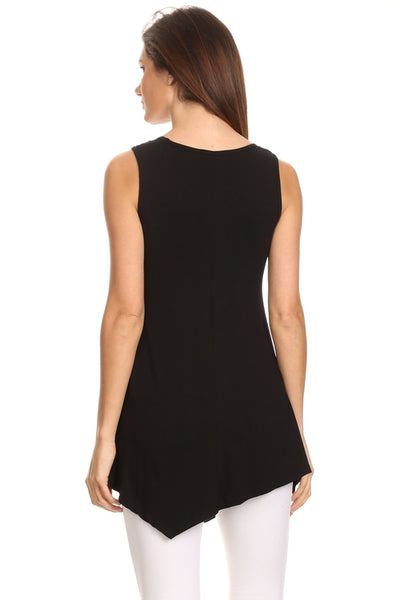 Women's Sleeveless Shirt Handkerchief Hem Tunic
