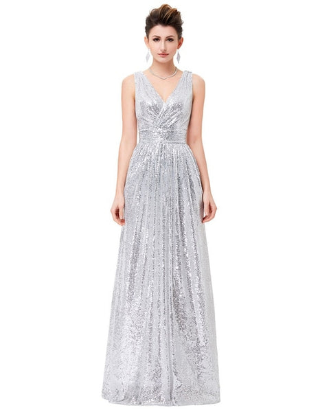 Luxury V Neck Cheap Sequin Dress
