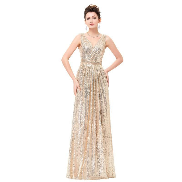 Luxury V Neck Cheap Sequin Dress