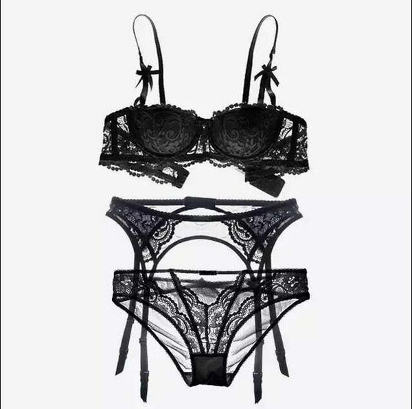 Embroidery Half Cup Lingerie Thin Bra Sets