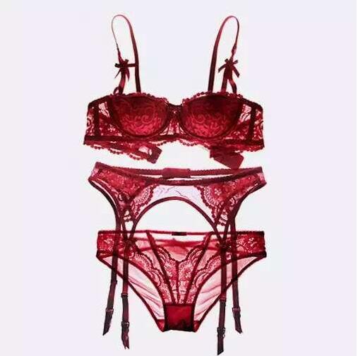 Embroidery Half Cup Lingerie Thin Bra Sets