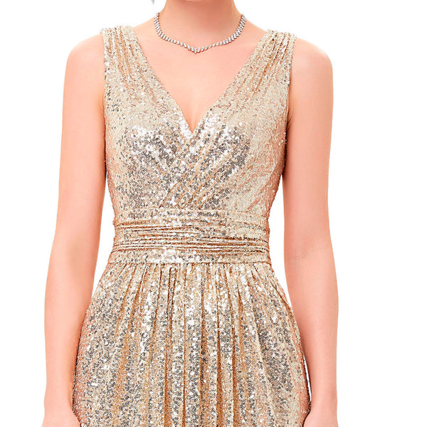 Luxury V Neck Cheap Sequin Dress