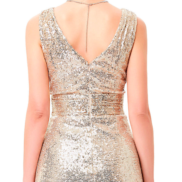 Luxury V Neck Cheap Sequin Dress