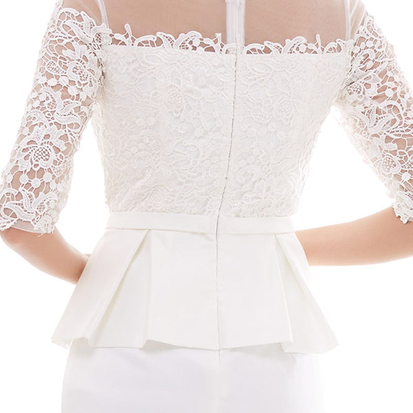 Half Sleeves Scoop Knee Length Bow Dress