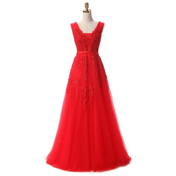 Sleeveless Lace-up Back Beading Party Dress