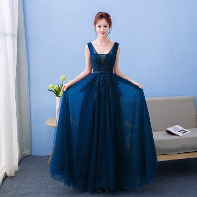 Sleeveless Lace-up Back Beading Party Dress