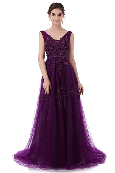 Sleeveless Lace-up Back Beading Party Dress