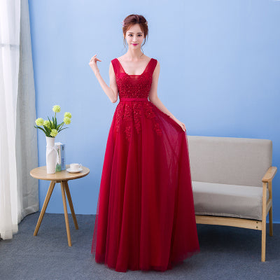 Sleeveless Lace-up Back Beading Party Dress