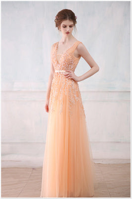 Sleeveless Lace-up Back Beading Party Dress