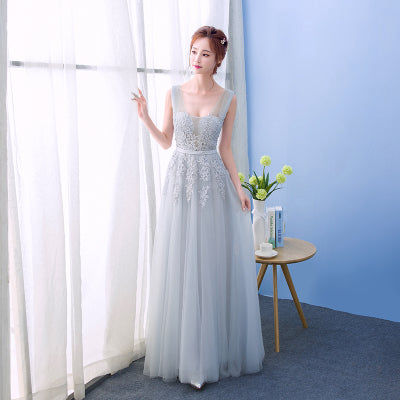 Sleeveless Lace-up Back Beading Party Dress
