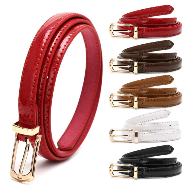Candy Color Metal Buckle Thin Casual Belt For Women