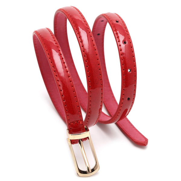 Candy Color Metal Buckle Thin Casual Belt For Women