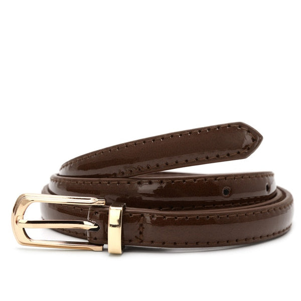 Candy Color Metal Buckle Thin Casual Belt For Women