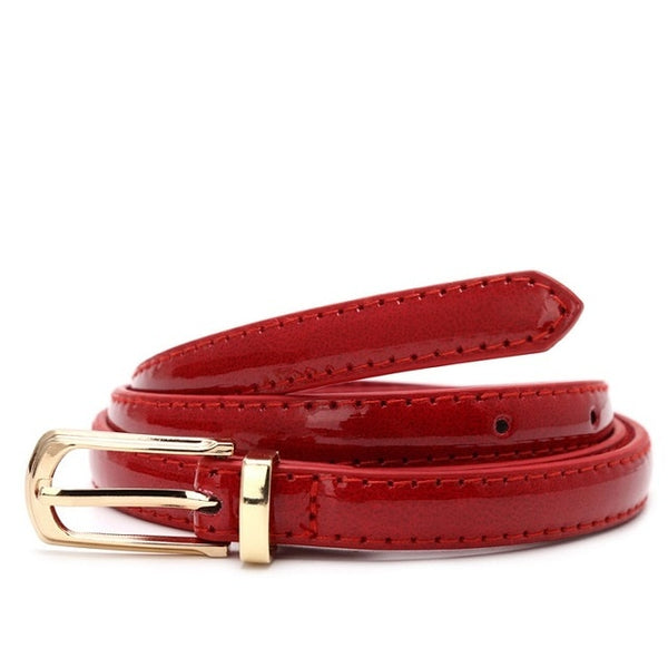 Candy Color Metal Buckle Thin Casual Belt For Women